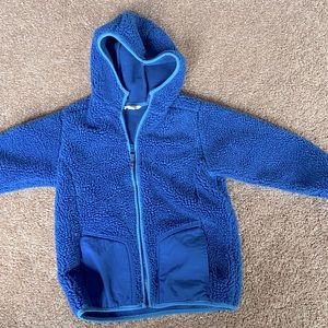 Lands’ End Kids navy sherpa fleece hoodie boy girl size 7